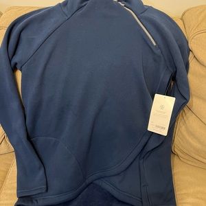 Athleta Cozy Karma Asym Pulliver, navy blue, size SP